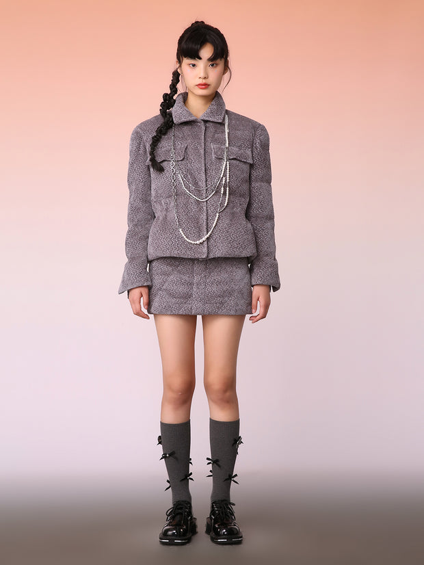 MUKZIN  ファッション魅力的折襟オリジナル女性ダウンコート-宇宙の落書き