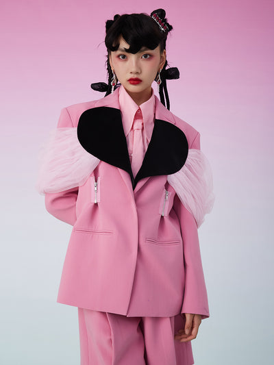 MUKZIN ファッションピンクスーツコート -囍XI