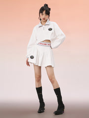 MUKZIN ミニスカート定番ホワイトカジュアル着やすい-宇宙の落書き