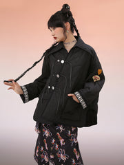 MUKZIN ルーズオリジナル高品質気質いいコートファッション -宇宙の落書き