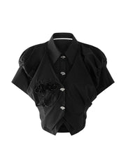 MUKZIN 高品質ブラック着痩せ合わせやすいTシャツ-新武旦