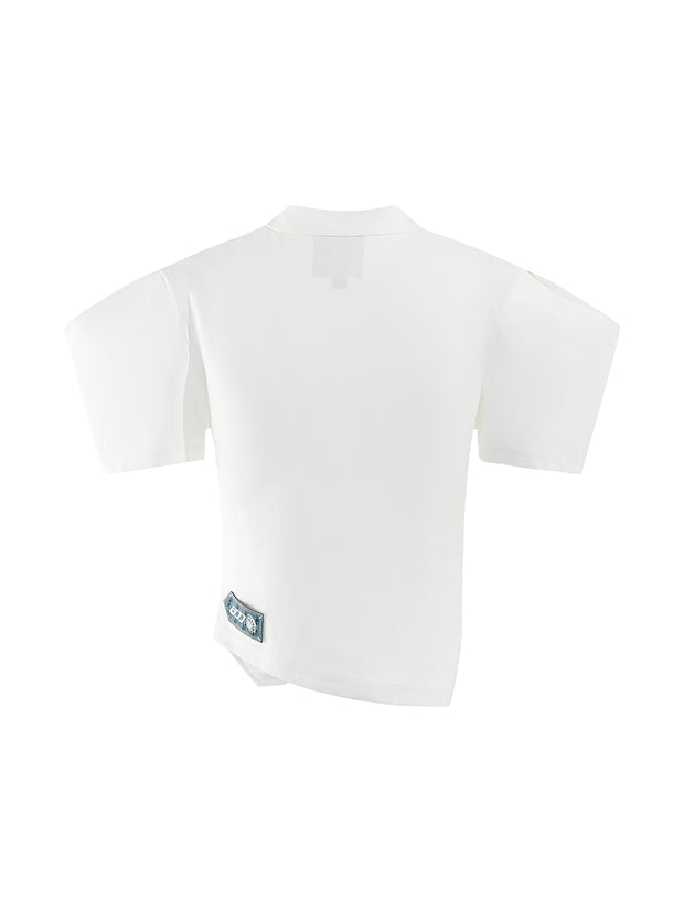 MUKZIN Tシャツホワイトスリム着やすい半袖チャイナ風-新武旦