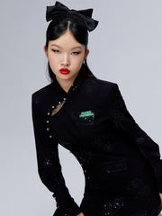 MUKZIN 魅力的ファッションブラックチャイナドレス-宇宙の冒険