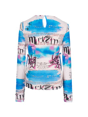 MUKZIN ファッションプリントスリム人気Tシャツ-蝶の夢